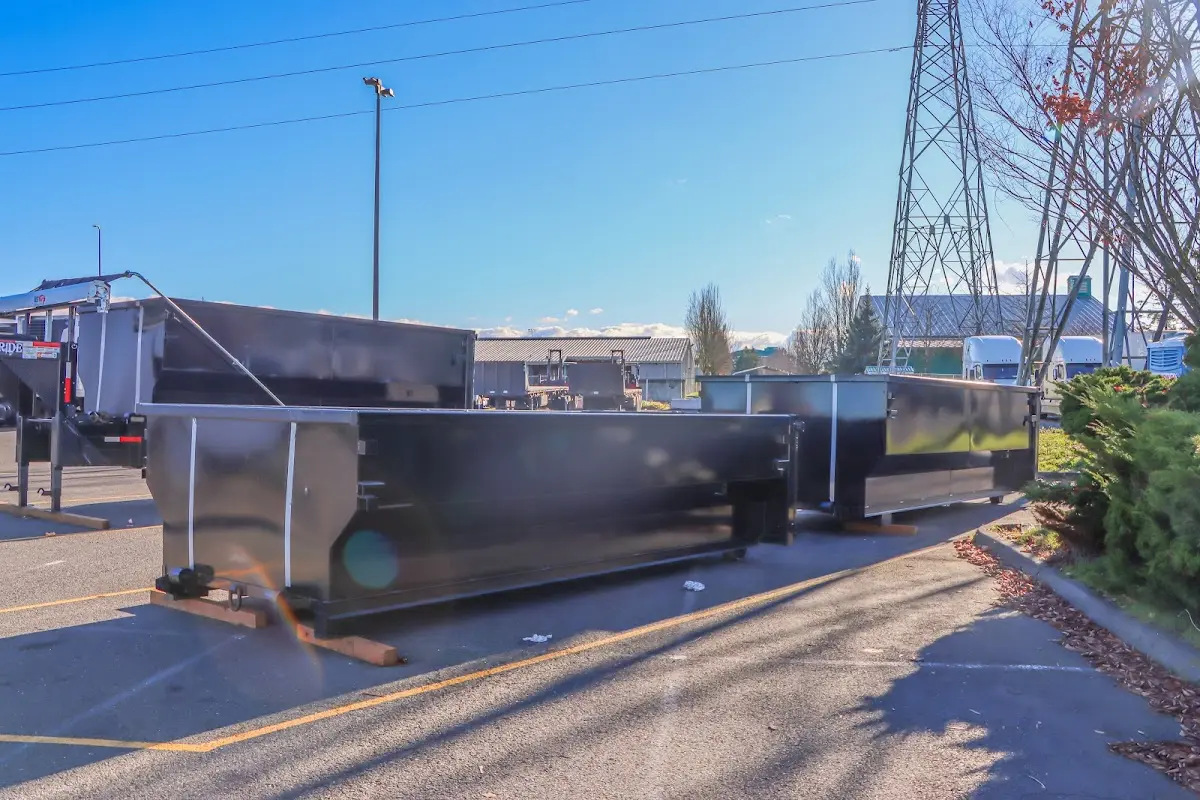 Roll-off dumpster ready for waste disposal at job site for Cleanout Dumpster Rental in Lyndon